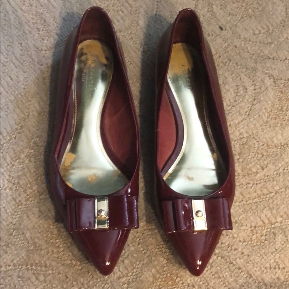 Coach patent leather red flats